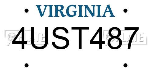 4UST487 Virginia License Plate