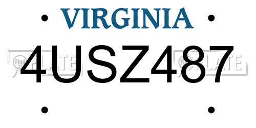 4USZ487 Virginia License Plate