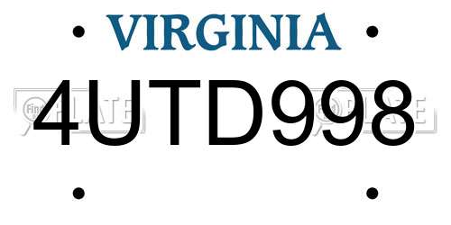4UTD998 Virginia License Plate