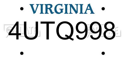 4UTQ998 Virginia License Plate