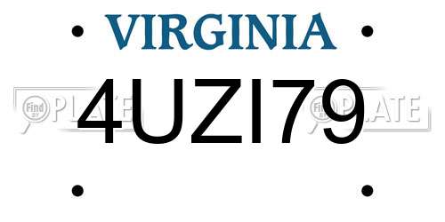 4UZI79 Virginia License Plate