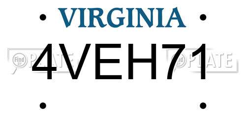 4VEH71 Virginia License Plate
