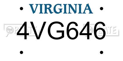 4VG646 Virginia License Plate
