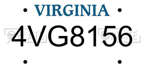 4VG8156 Virginia License Plate