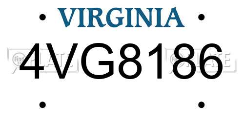 4VG8186 Virginia License Plate