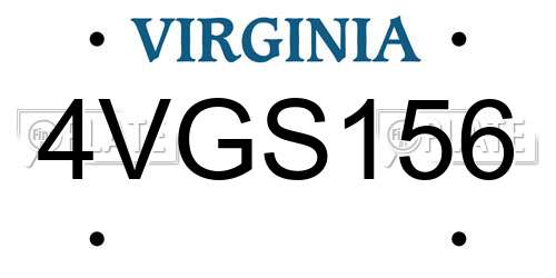 4VGS156 Virginia License Plate