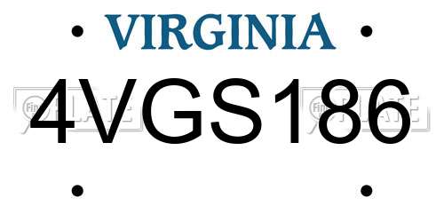 4VGS186 Virginia License Plate