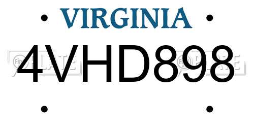 4VHD898 Virginia License Plate