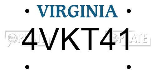 4VKT41 Virginia License Plate