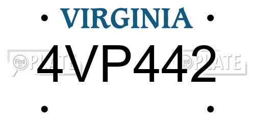 4VP442 Virginia License Plate