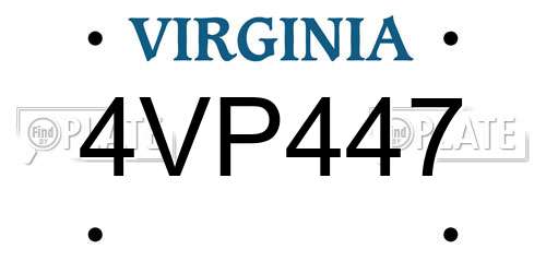 4VP447 Virginia License Plate