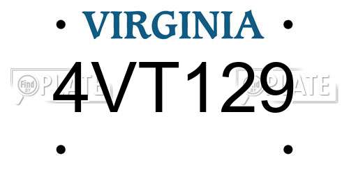 4VT129 Virginia License Plate