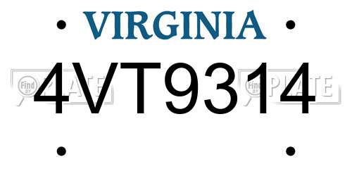 4VT9314 Virginia License Plate