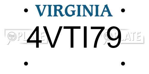 4VTI79 Virginia License Plate