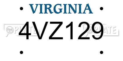 4VZ129 Virginia License Plate