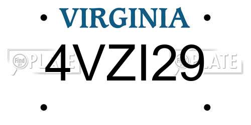 4VZI29 Virginia License Plate