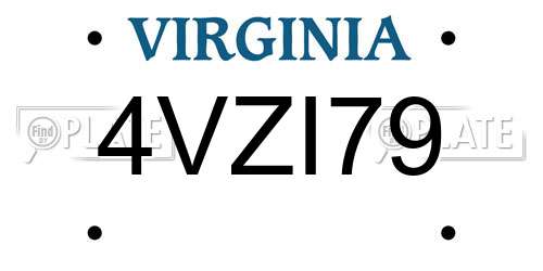 4VZI79 Virginia License Plate