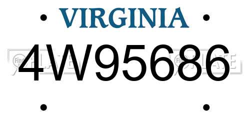 4W95686 Virginia License Plate