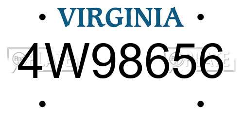 4W98656 Virginia License Plate