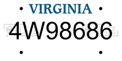 4W98686 Virginia License Plate