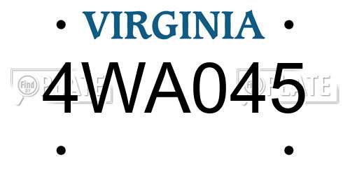 4WA045 Virginia License Plate