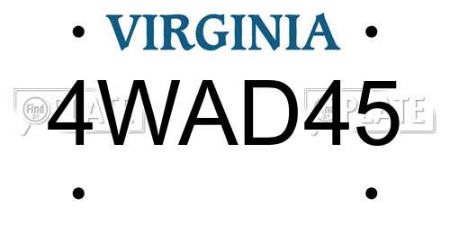 4WAD45 Virginia License Plate