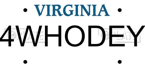 4WHODEY Virginia License Plate