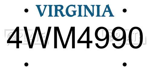 4WM4990 Virginia License Plate