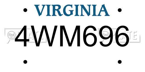 4WM696 Virginia License Plate