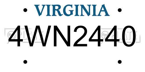 4WN2440 Virginia License Plate
