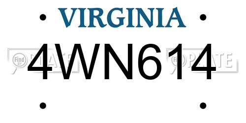 4WN614 Virginia License Plate