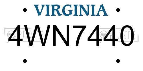 4WN7440 Virginia License Plate