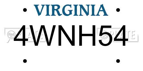 4WNH54 Virginia License Plate