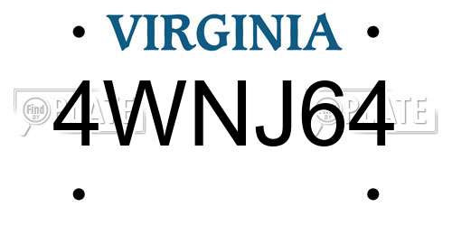 4WNJ64 Virginia License Plate