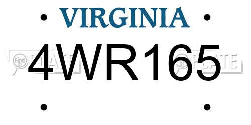 4WR165 Virginia License Plate