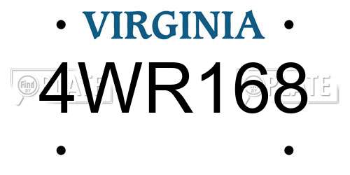 4WR168 Virginia License Plate