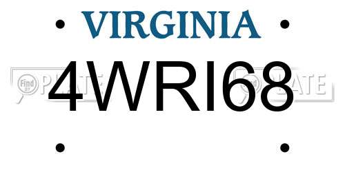 4WRI68 Virginia License Plate