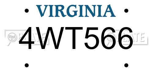 4WT566 Virginia License Plate