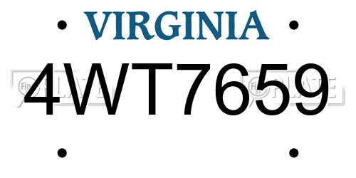 4WT7659 Virginia License Plate