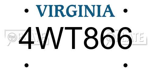 4WT866 Virginia License Plate