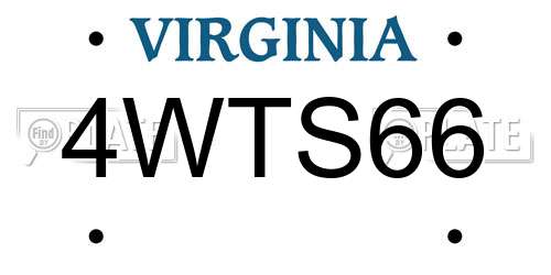 4WTS66 Virginia License Plate