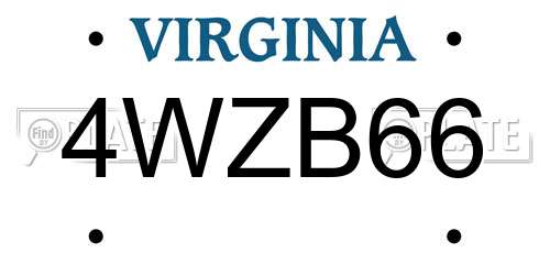 4WZB66 Virginia License Plate