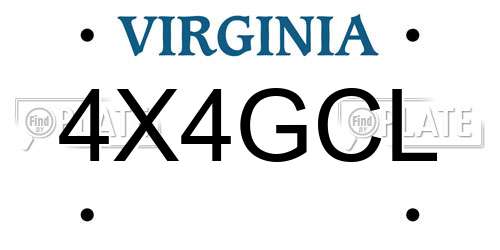 4X4GCL Virginia License Plate