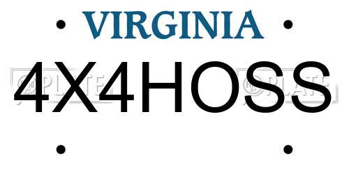 4X4HOSS Virginia License Plate