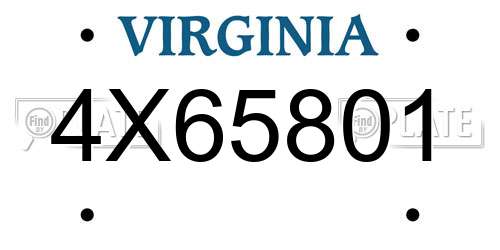4X65801 Virginia License Plate