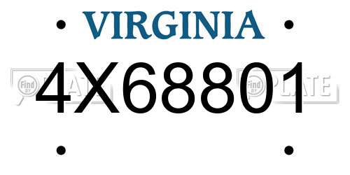 4X68801 Virginia License Plate