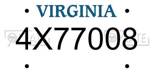 4X77008 Virginia License Plate