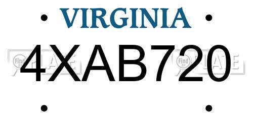4XAB720 Virginia License Plate