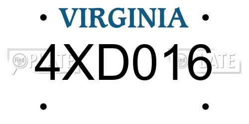 4XD016 Virginia License Plate