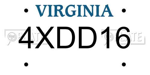 4XDD16 Virginia License Plate